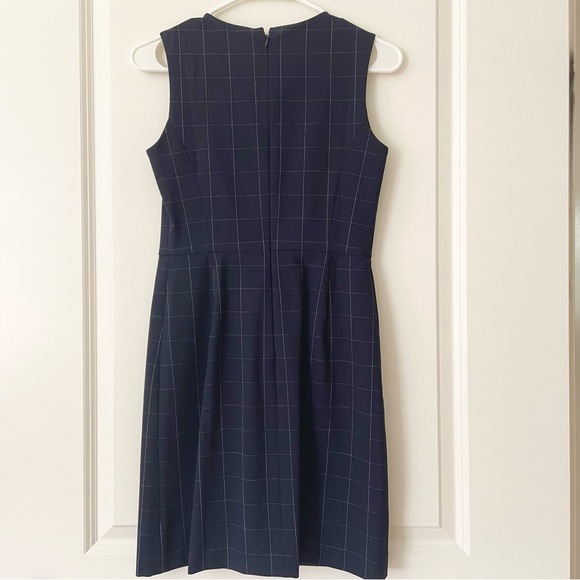Ann Taylor petite navy blue windowpane office dress 00p - Picture 3 of 5